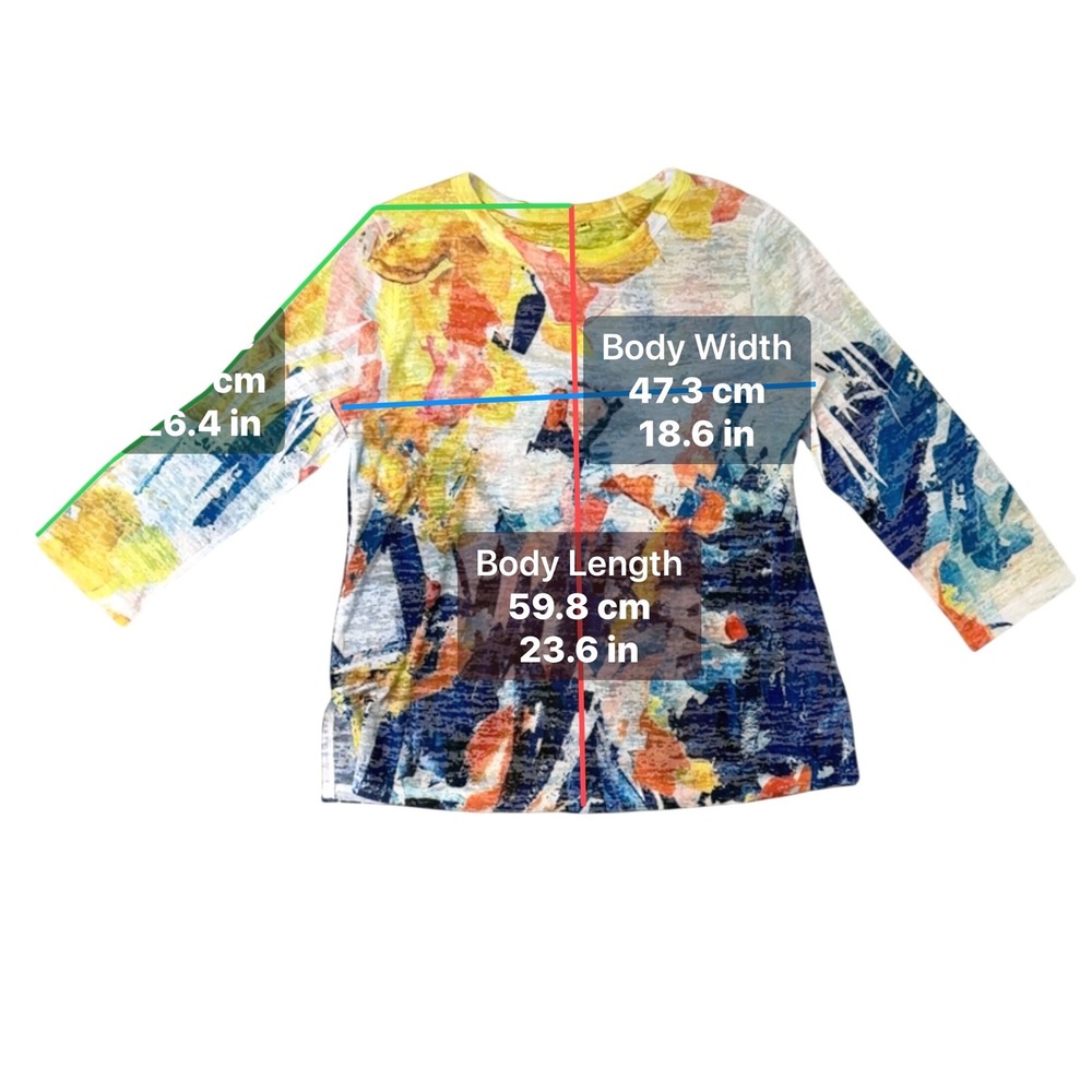 Jess & Jane Womens M 2pc Set Boho Abstract Floral Mesh Vest & Long Sleeve Top - Picture 8 of 8
